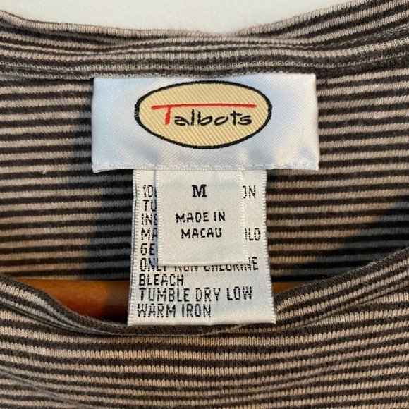 Vintage Talbots Brown Striped T-Shirt - Picture 2 of 3